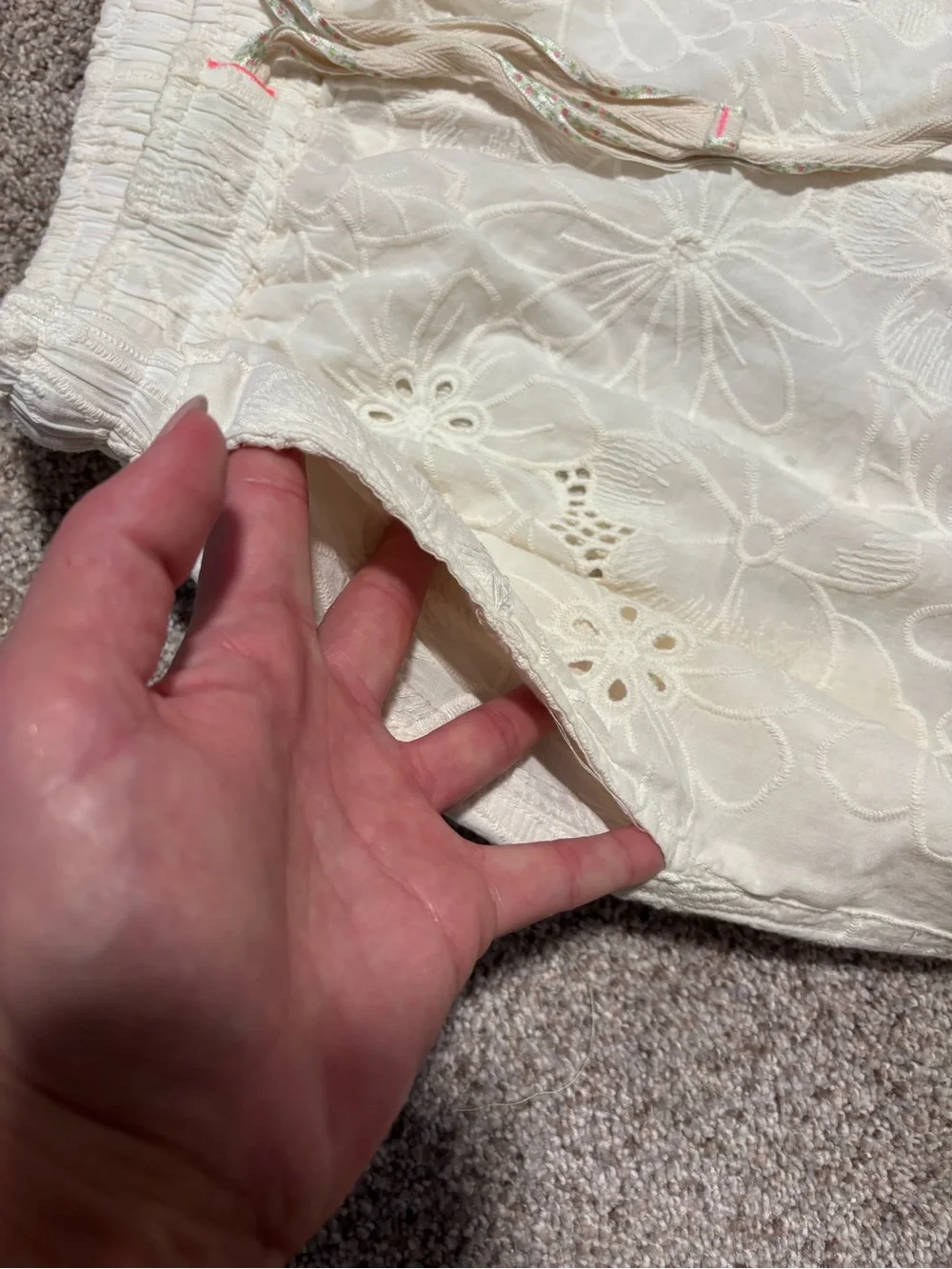 Free People Women’s White Eyelet Pajama Pants - Small